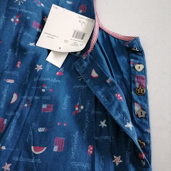 NWT City Blue By Koret Womens Blue Sleeveless All Over Print A-Line Dress Size L - Picture 6 of 8